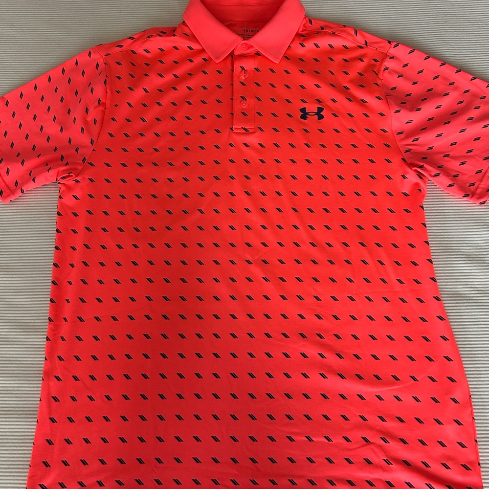 Under Armour Men's Bright Coral Polo with Black Accents